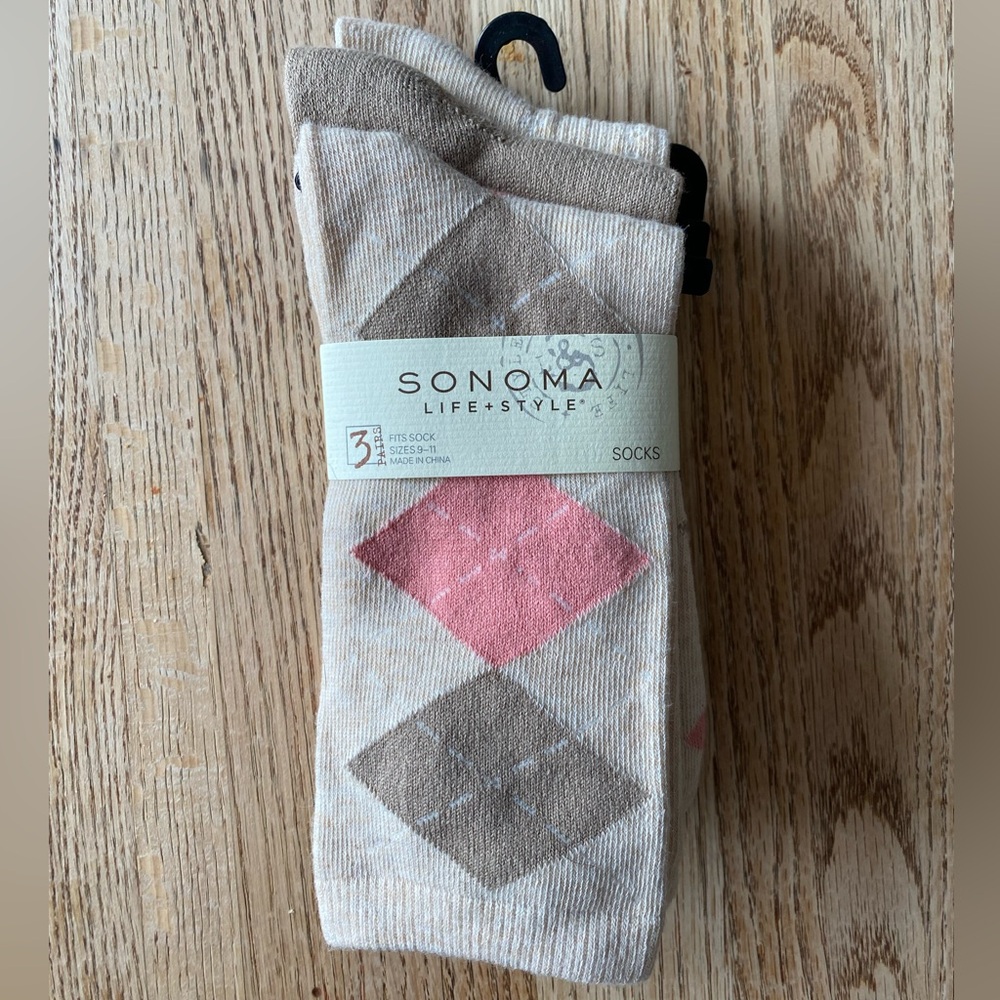 NWT Sonoma Crew Socks. 3 pair.